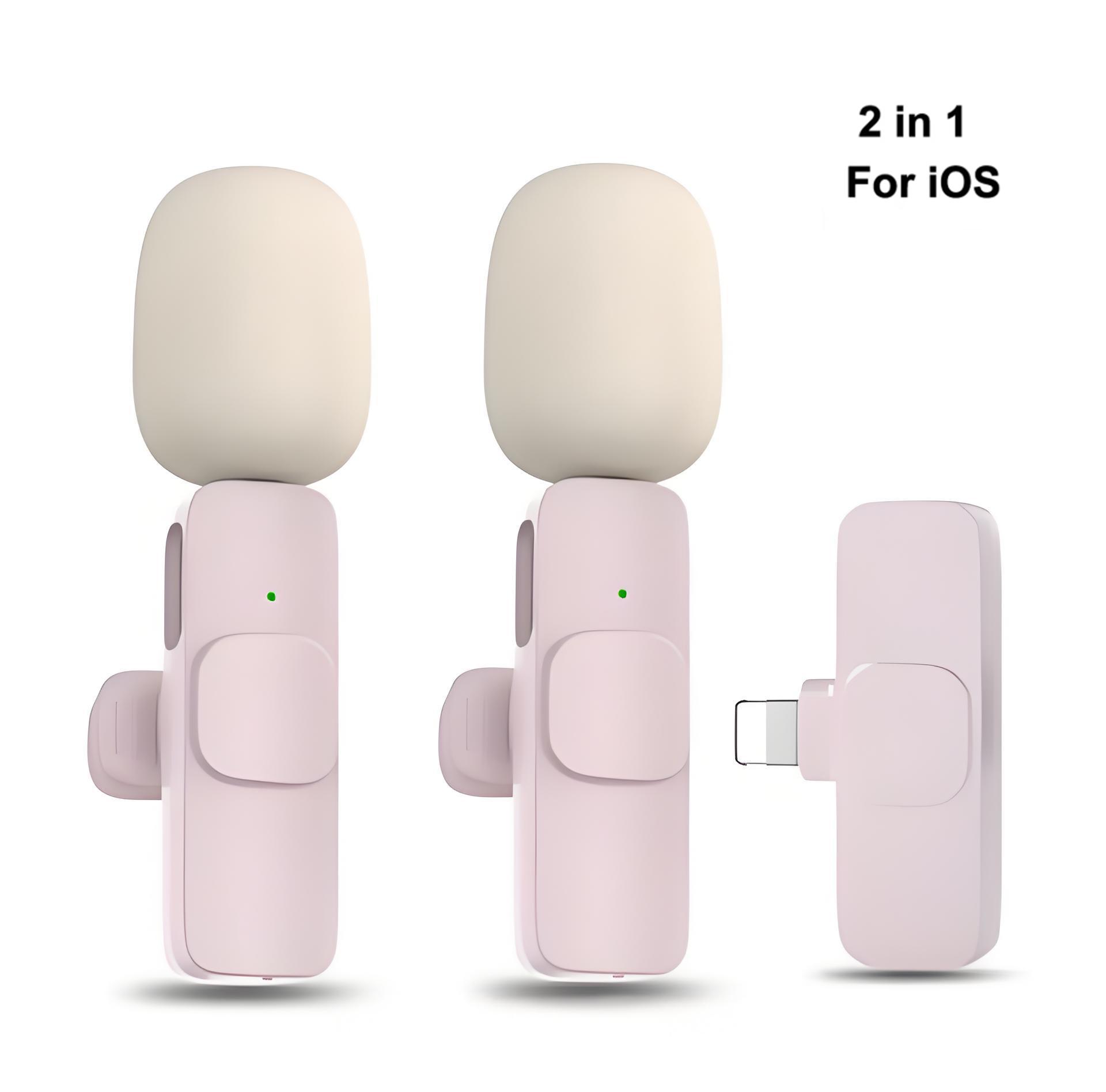 

2.4G Беспроводной петличный микрофон для аудио- и видеозаписи, мини-микрофон с приемником для iPhone, Android, прямых трансляций, игр на телефоне 2-in-1 for Ios