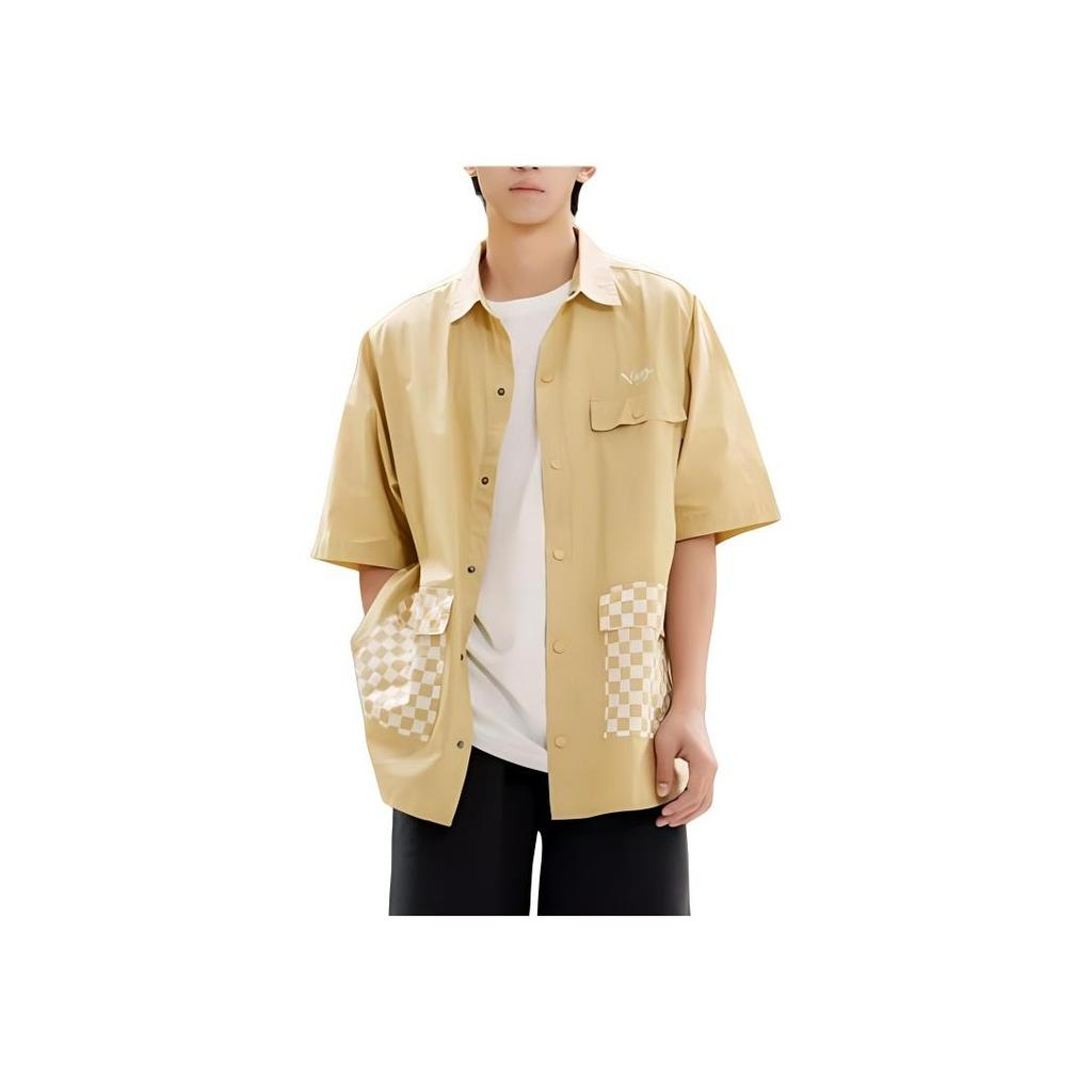 Vans Sports Lifestyle Series Brand Logo Pattern Checkerboard Splicing Retro Workwear Single-Breasted Ultra-Light Breathable Polo Shirt VN0002NGYUU