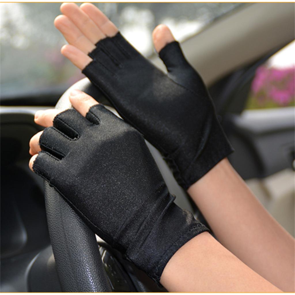 Sunblock Fingerless Gloves for Women Outdoor Activity Wrist Length Driving Gloves Light Weight Fingerless Sunblock Glove