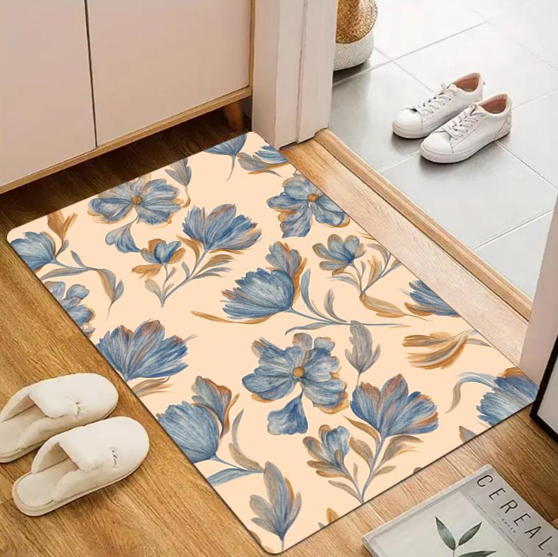 Botanical Area Rug Non-Slip Washable Carpet Floor Mat Doormat with Tropical Leaf Pattern for Front Door Entryway Boho Decor