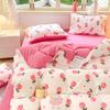 Class A Maternal And Infant Grade Washed Cotton Four-Piece Set Cotton Cartoon Small Fresh Pure Cotton Mattress Quilt Cover 3Pcs Set