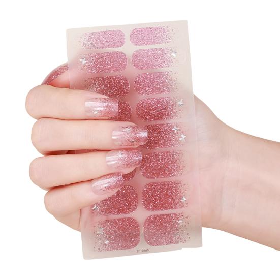 

Glitter Nail Strips with File Easy Apply Remove Self Adhesive Nail Sticker Decal Women Home Manicure DIY Nail Polish Wrap