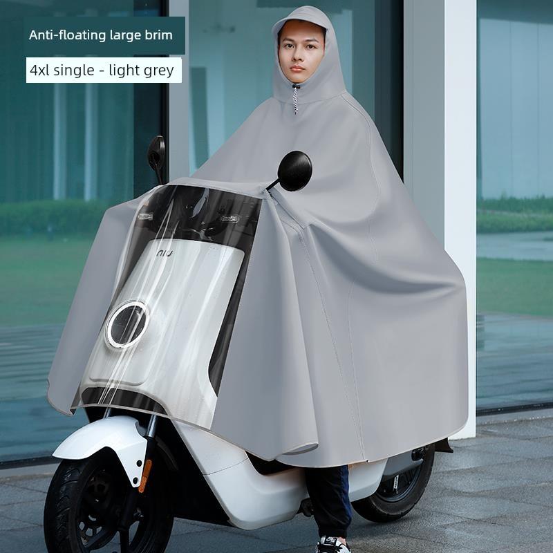 Raincoat for Electric Vehicles, Enlarged and Thickened, for Single or Double Riders, Unisex, Long Version, Full-Body Storm-Proof Poncho