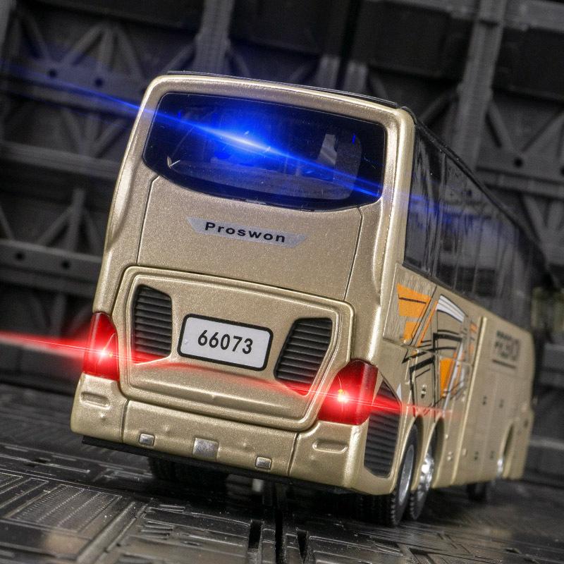 Simulation Of Luxury Tourist Bus Alloy Model Bus Sound And Light Back Force Children's Toy Car