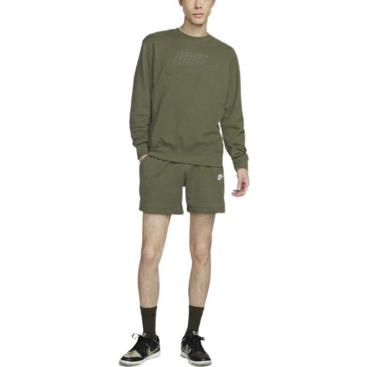 Nike Sweatshirts Men's Olive Green Stand Collar Moderate Other DQ4584-222