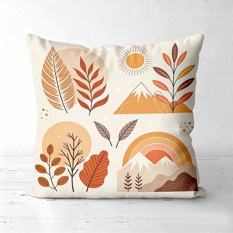 Bohemian Floral and Plant Patterned Pillow Covers Polyester Pillowcase, Sofa Decorative Cushion Cov Headboard Pillow
