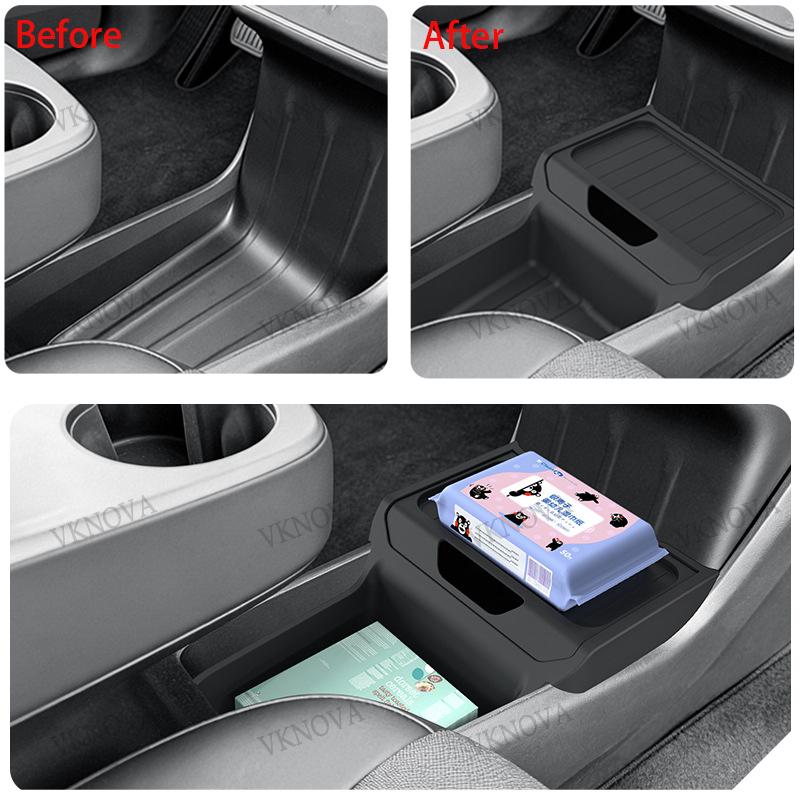 Smabee for Tesla Model Y Juniper RWD Standard 2026 2025 Center Lower Storage Box TPE Central Tray Organizer Accessories Tidying
