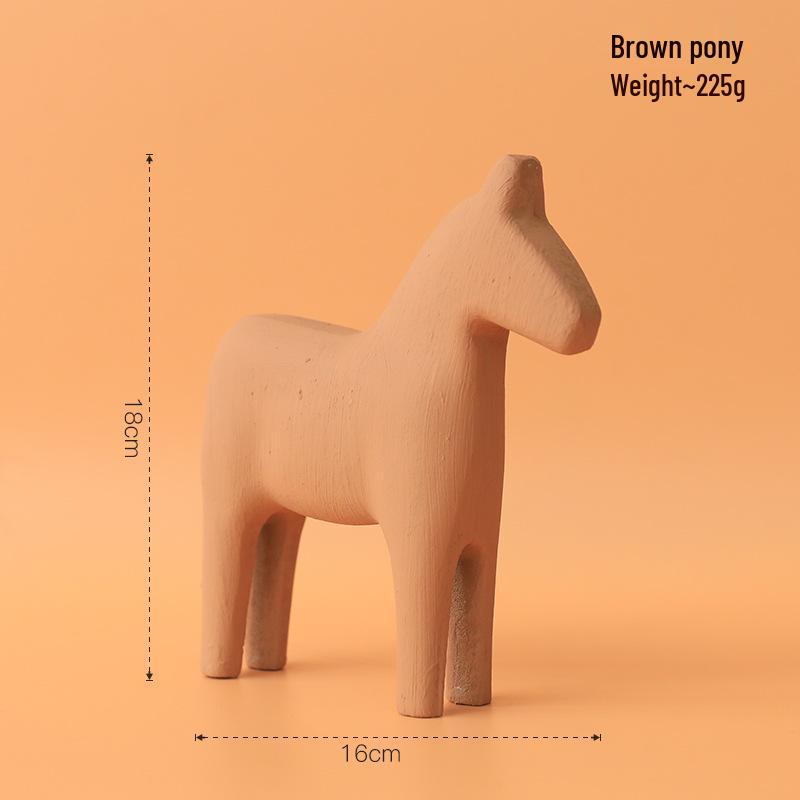 Adorno de Caballo de Madera Estilo Nórdico Morandi para Decoración de Hogar, Oficina o Sala de Estar