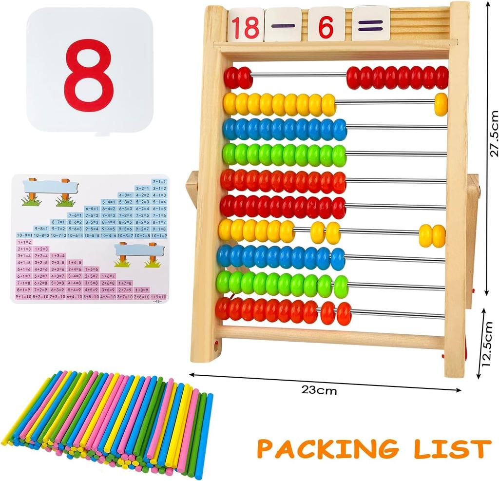 Wooden Abacus Toy Montessori Educational Counting Toy Kids Preschool Math Learning Toys Number Arithmetic Abacus Toddler Gifts