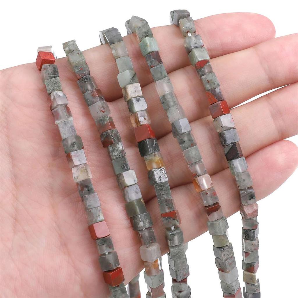 4mm Natural Stone Square Cube Beads Tiger Eye Agate Quartz Aventurine Stone E Spacer Loose Beads for Jewelry Making  85pcs 38cm
