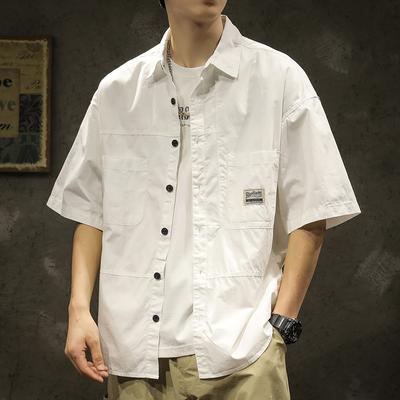 Summer Men's Loose Simple Cargo Short-sleeved Shirt