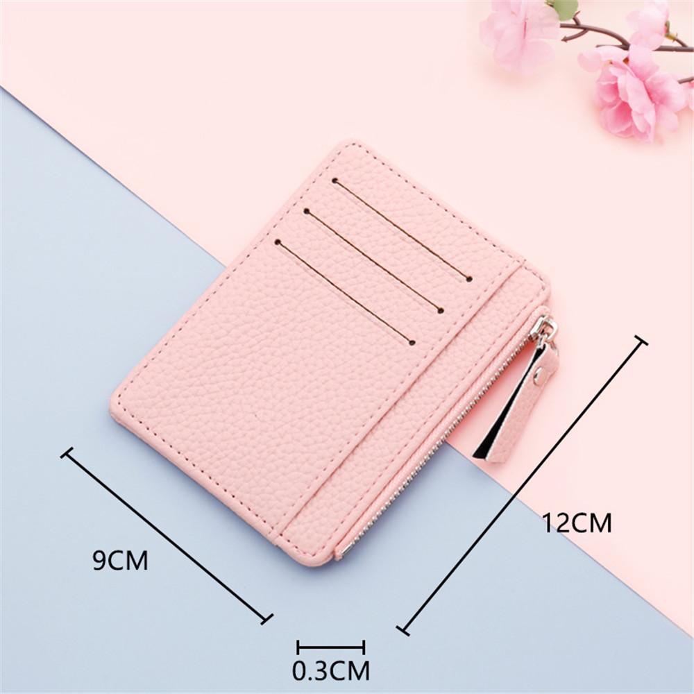 Slim Wallet Purse PU Leather Women Men Card Holder Unisex Zipper Business Card Case Credit Mini Bank Cards Holder Gift Wallet