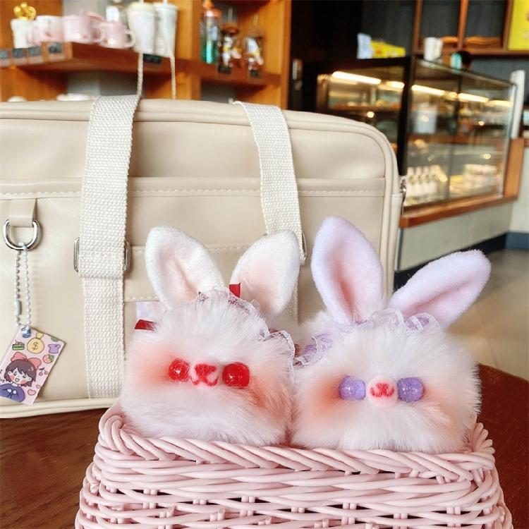 Rabbit Charm Keychains Backpack Decoration Mini Plush Animal Pendant Car Keyring
