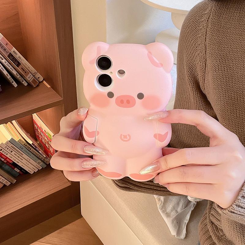 3D Cute Cartoon Little Pig iPhone 17 Pro Max Anti-drop Case, Compatible with iPhone 14-16, Pink