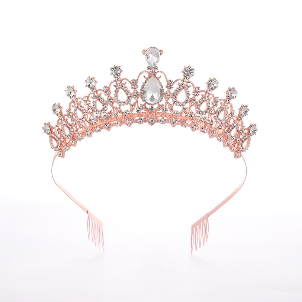 

Корона в стиле барокко со стразами белого цвета, аксессуары для выступлений на сцене, корона для головного убора, модель, аксессуары для волос для автошоу розового золота