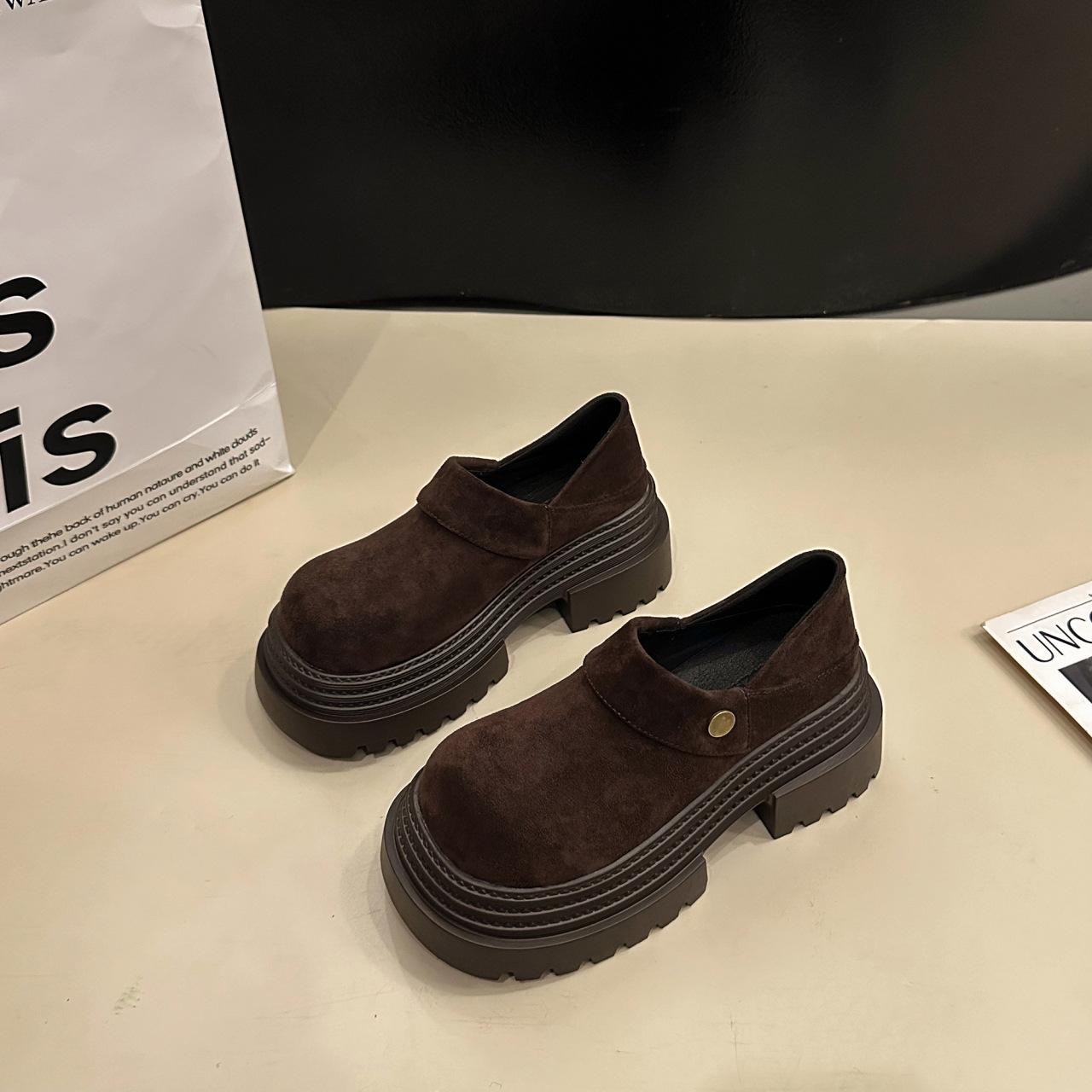 

Женские туфли на платформе, новые весенние, ретро, маленькие кожаные туфли, слипоны, маленькие туфли-лодочки Boken 40 коричневый