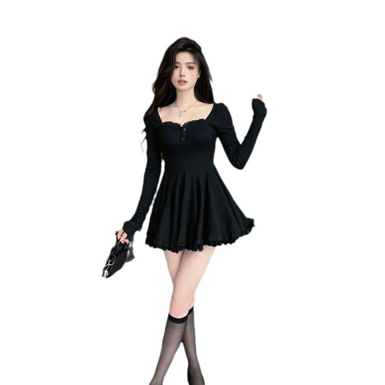 French pure desire style Spice girl puffy dress women spring and autumn thin waist sexy long sleeve super fairy princess short skirt