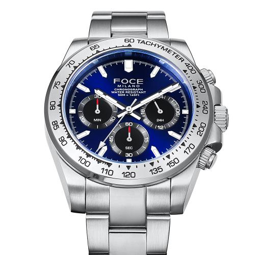 [FOCE] FOCE 41mm Men's Chronograph Metal Wristwatch FM7608BU