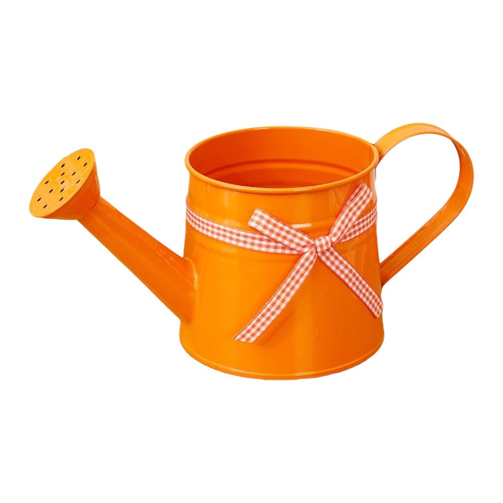 Lightweight Plant Watering Can Sprinkler Head Gingham Ribbon Garden Watering Can Rust Resistant Metal Watering Can оранжевый