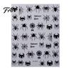 Long Lasting Nail Manicure Sets Halloween Art Stickers, 3D Embossed Skeleton Hand Pumpkin Bat Party Decorations Black Decals, Self-Adhesive