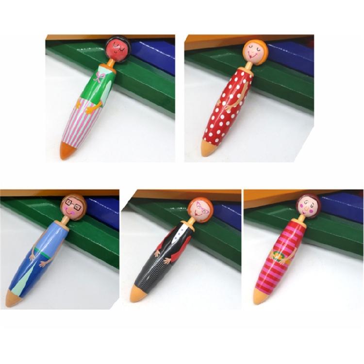 5 Pcs Creative Doll Retractable Ballpoint Pen Smooth Writing Pen Blue Ink Press Pen School Office Supplies for Student