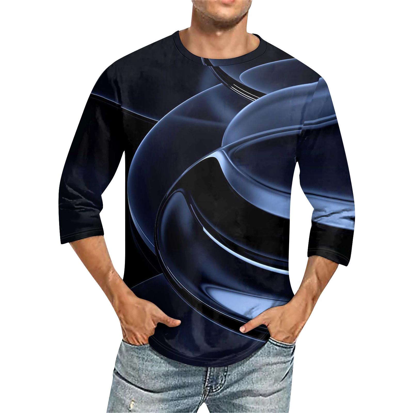 

Мужская повседневная модная футболка с круглым вырезом и рукавом три четверти XL