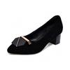 Pointed single shoes work shoes women's simple temperament seven-character buckle one-pedal women's shoes black commuter office leather shoes
