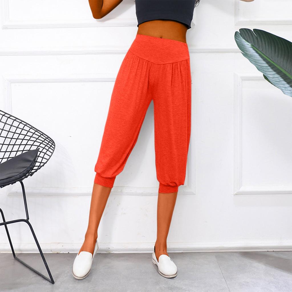 Women's Solid Color Loose Casual Yoga Seven-inch Wide-leg Pants