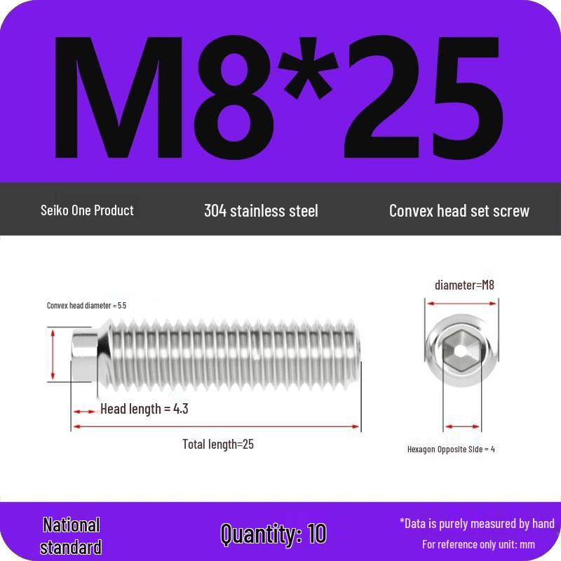 304 Stainless Steel Cup Point Grub Screw - Sizes M3 To M10