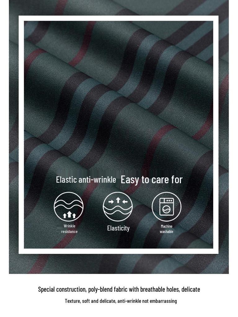 Herren 2618 Gestreiftes Stretch Knitterarmes Freizeit Langarmhemd für Alle Jahreszeiten