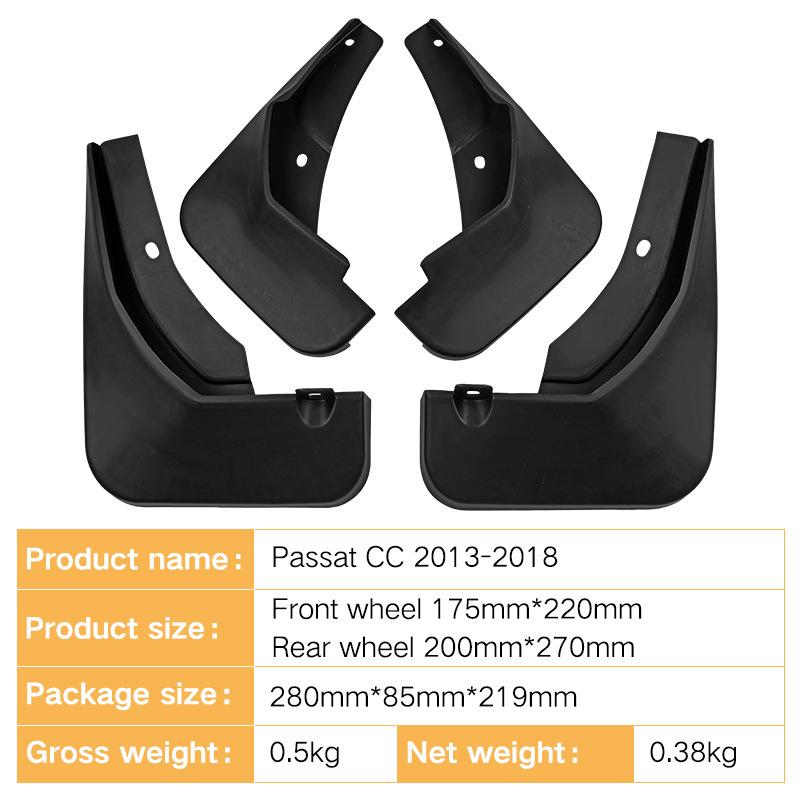 For Volkswagen Passat CC 2013-2018 2014 Automotive Tire Mudguard Waterproof Prevent Mud Splashing Car Mud Flaps 4pcs Accessories