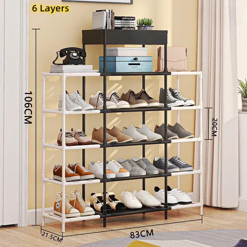 Simple Shoe Rack Detachable Non Woven Fabric Dual Color Shoe Shelf Multi-storey Organize Racks Home Floor Standing Shoes Rack