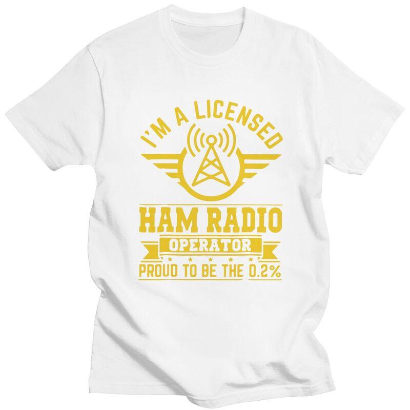 Custom Klassiek Gelicentieerde Ham Radio Operator T-shirts Heren Korte Mouw T-shirt Casual Tee Tops Puur Katoen Slim Fit T-shirt Merchandise