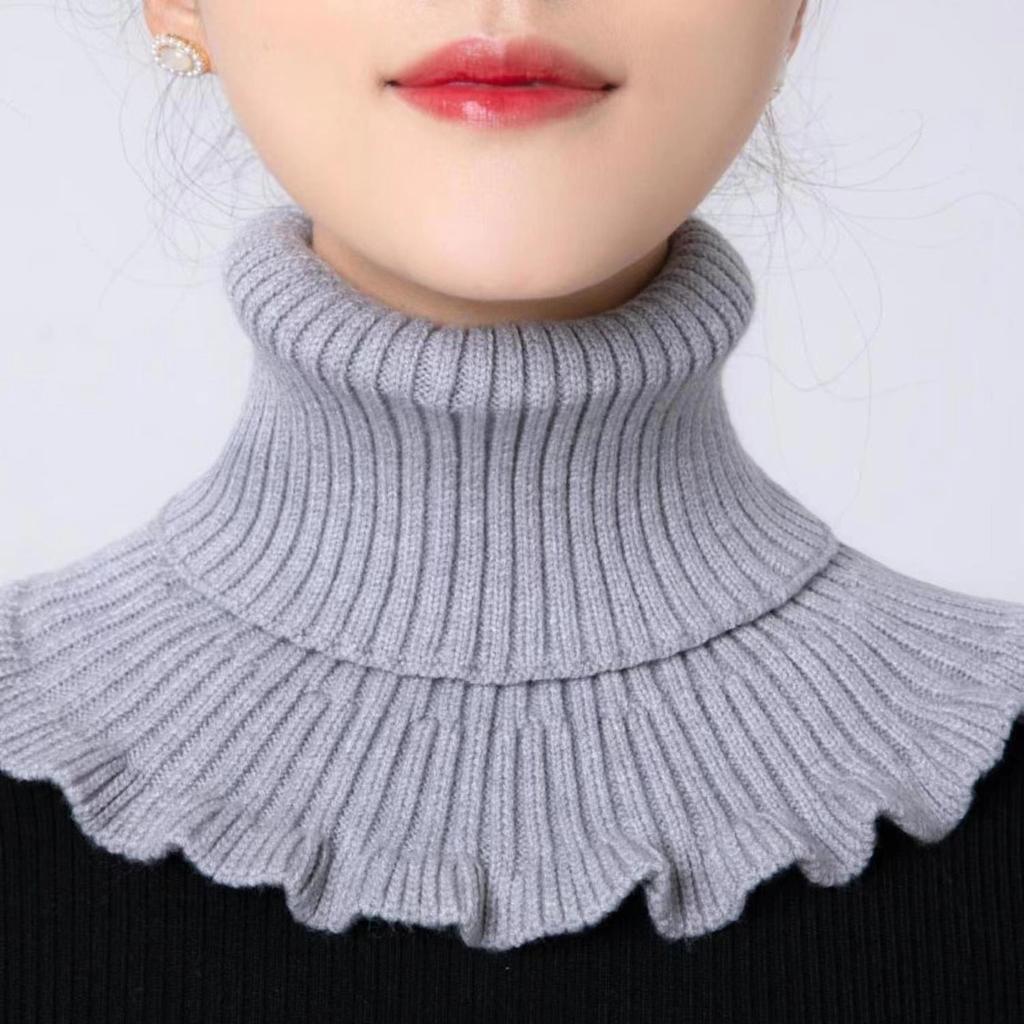 Unisex Fake Turtleneck Collar Warm Autumn Winter Neck Scarf Soft Fake Collar Fashion Knitted Scarves Solid Color