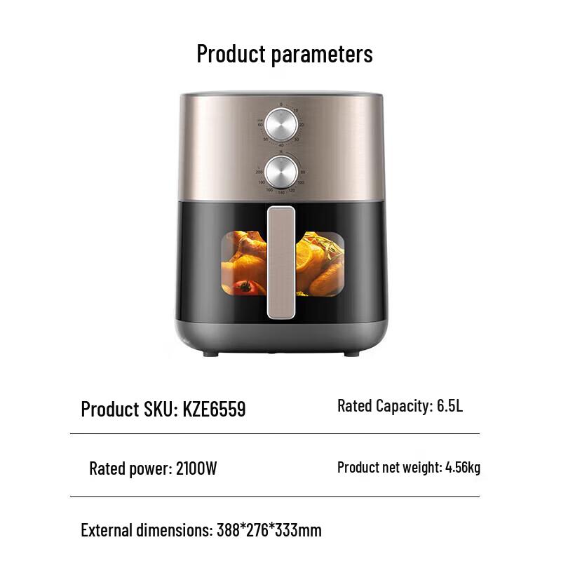 Midea 6.5L Visible Air Fryer with Dual Heating CN plug (adapter included)