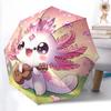 1pc Cute Axolotl Playing Guitar Automatic Opening and Closing Umbrella - Small Umbrella Suitable for Various Occasions, Portable 3-Fold Smal