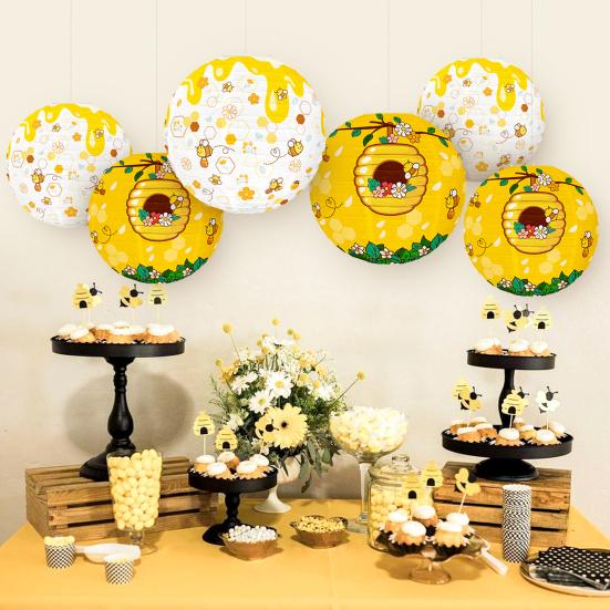 Paper Lantern Hanging Decoration Eco-friendly No Odor Easy To Assemble Bee Themed Paper Lantern Holiday Party Decoration