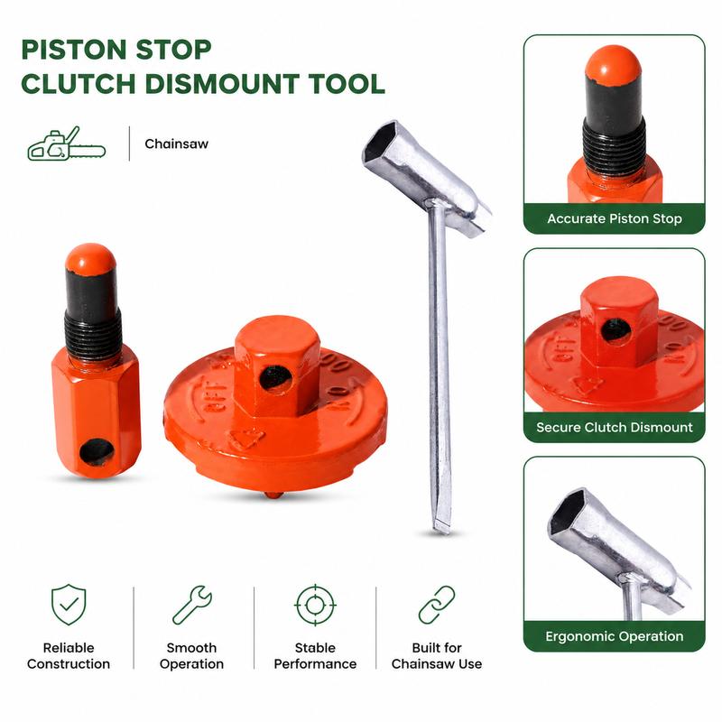 Piston Stop Clutch Removal Tool Set Compatible With Stihl Echo Husqvarna 2 Cycle Chaaw For 45 52 58 3-in-1 13x19mm Wrench