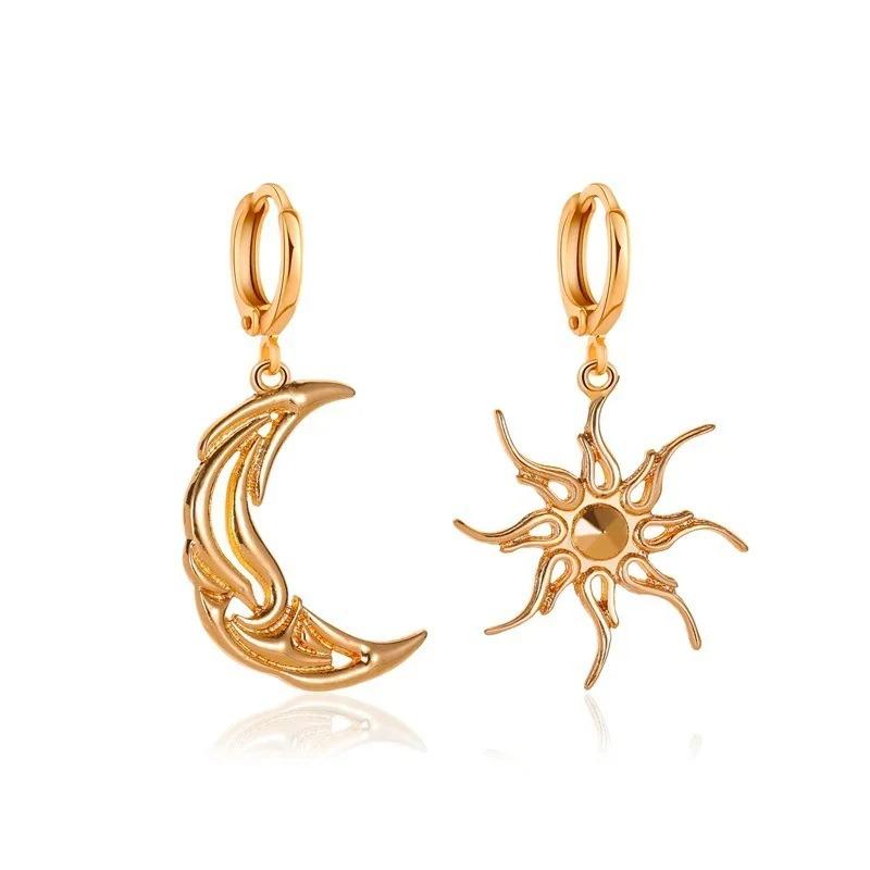 Stainless Steel Earrings Bohemian Sun Moon Totem Pendant New Senior Statement Temperament Dangle Earrings For Women Jewelry Gift