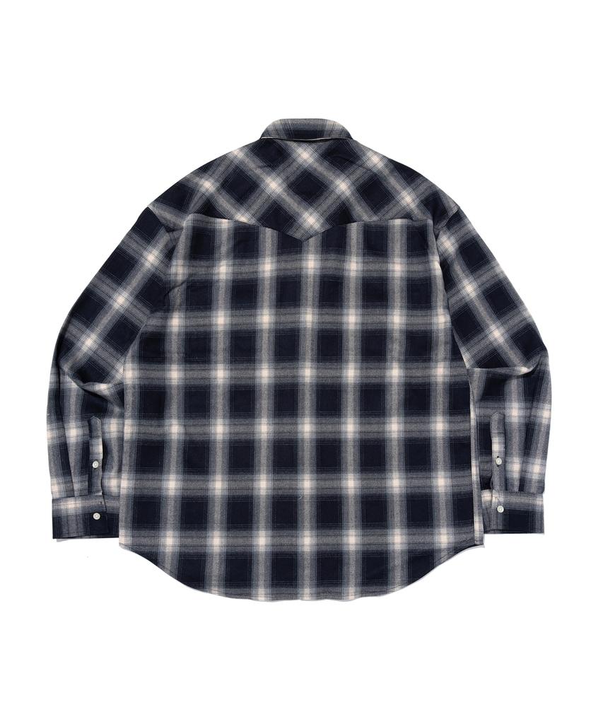 ANALOG MOOD Flannel Oversized Check Shirt (Navy)