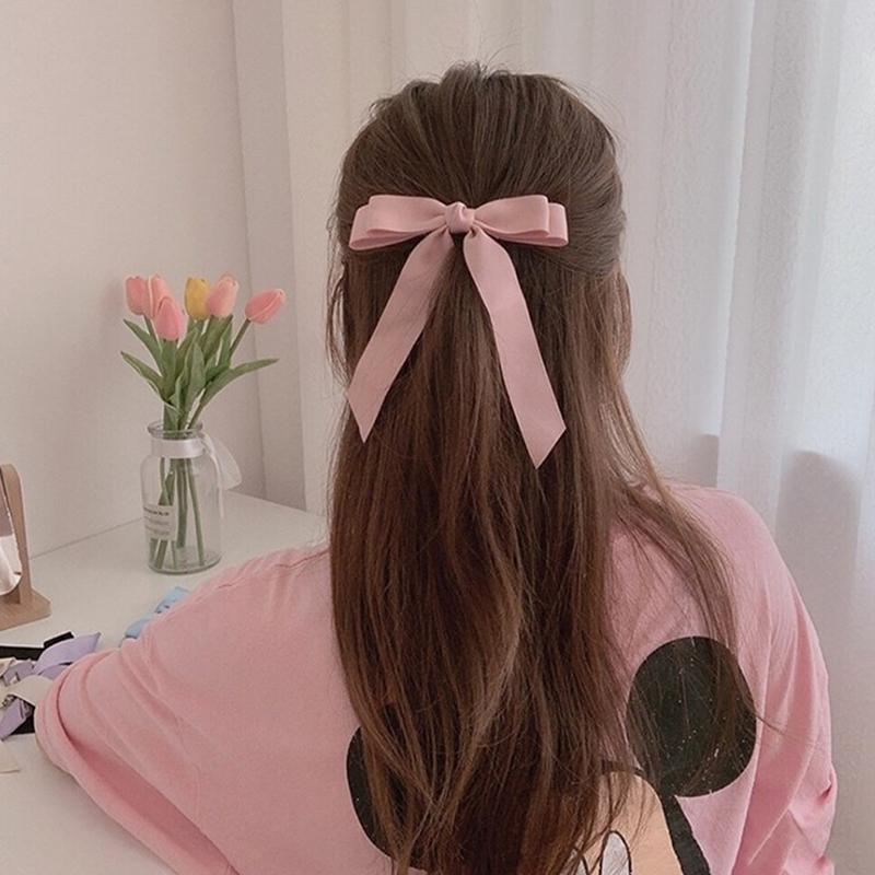 Korean Style Fabric Hair Bow Hairpin For Women Girls Ribbon Hair Clips Bowknot Spring Clip Female Hair Accessories