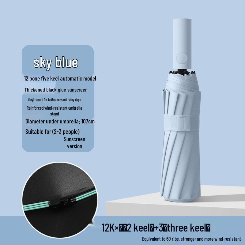 Q Fully Automatic Extra-Large Umbrella: Sun & Rain Dual Use, Reinforced Anti-UV Sunshade for Men & Women.