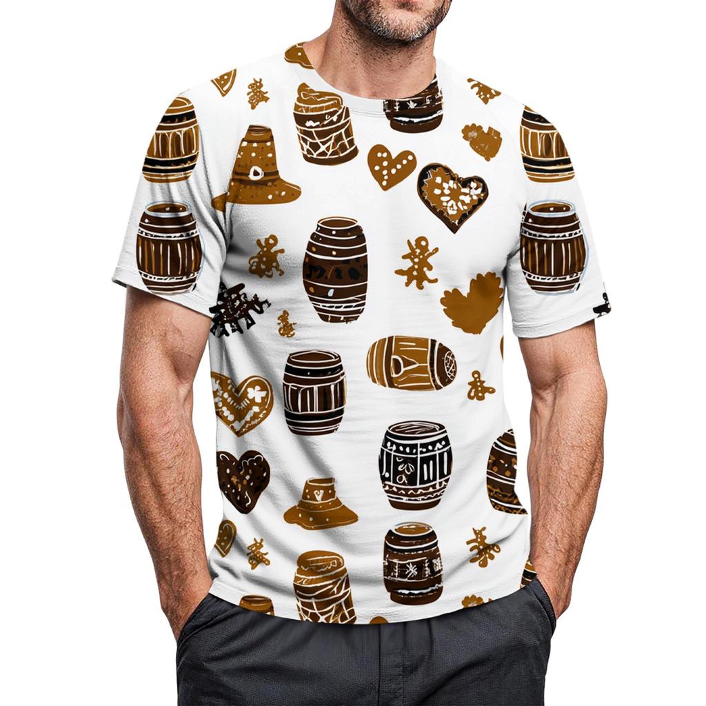 Men's Crew-neck Casual Printed Short-sleeved T-shirt Top