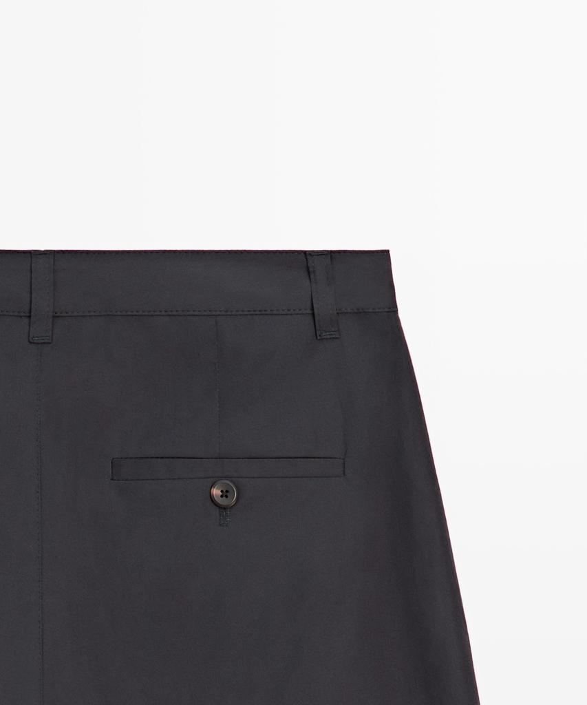 Masimodutti Cotton Blend Pleated Wide Pants