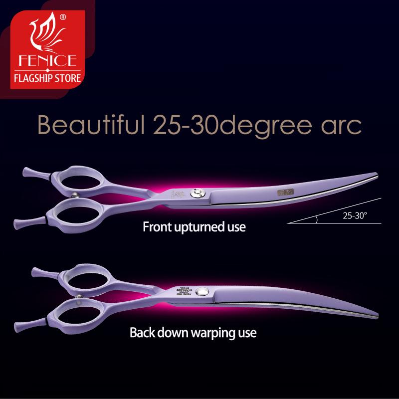 Fenice Professional JP440C Colorful 6.25&7.0 Inch Curved Grooming Scissors Pet Trimming Scissors for Dogs Cats