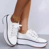 Women 'S Casual Shoes  Spring Fashion Solid Color Lace -Up Canvas Shoes Ladies Large Size Non -Slip Light Thick Sole Sneakers