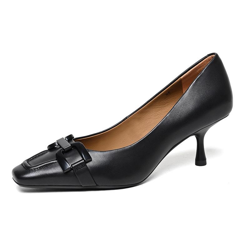 

Рабочая обувь в стиле OEMODM, фиксированная версия, женские туфли на высоком каблуке из телячьей кожи, модные туфли на высоком каблуке для женщин 35 чёрный