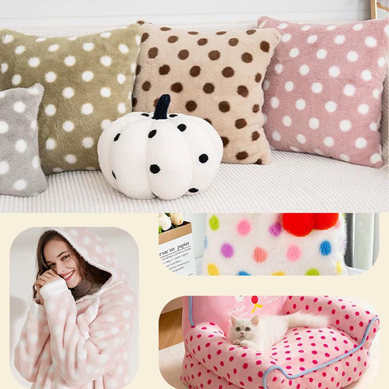 0.5/1/2 Yards Imitation Rabbit Fur Dot Printed Fabric for Soft Plush Dolls Pet Beds Hats Home Wear Handmade DIY Sewing Fabrics