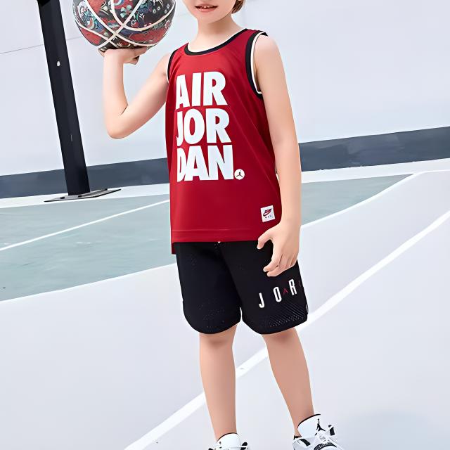 Jordan Letter Print Mesh Sports Kids Basketball Jersey Kids jersey Red JD2122004GS-002