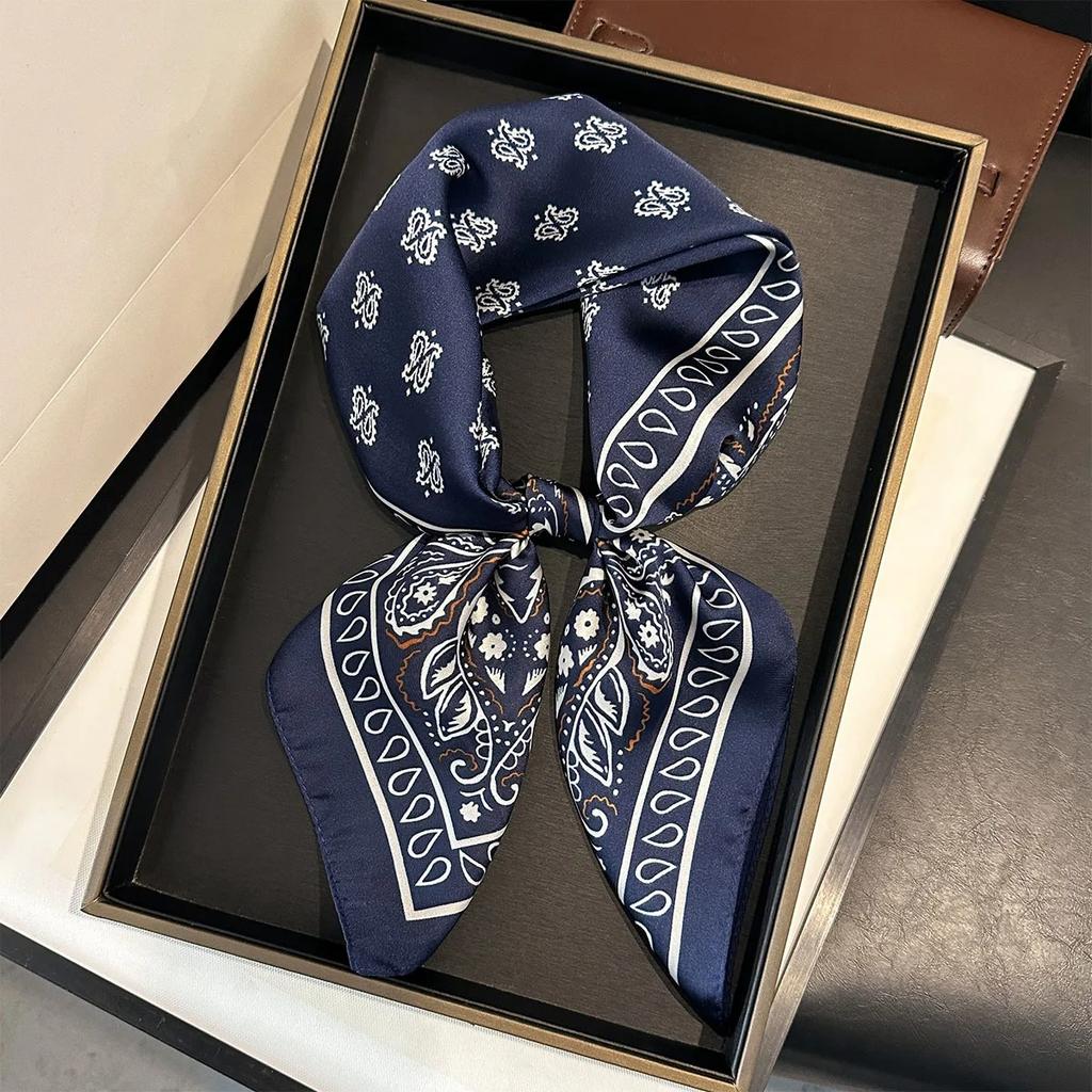 New Paisley Print Silk Scarf For Women Square Hijab Soft Neck Tie Female Fashion Decoration Silk Headscarf 70*70Cm Kerchief